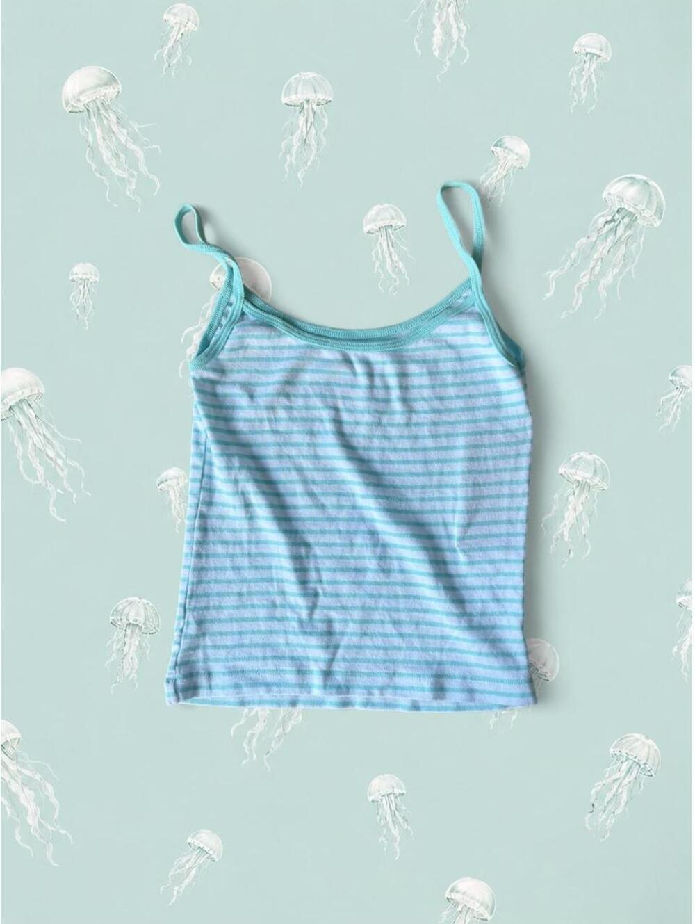 Brandy Melville teal and white striped tank